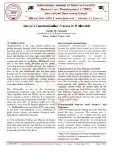 Analysis Communication Process in Mcdonalds