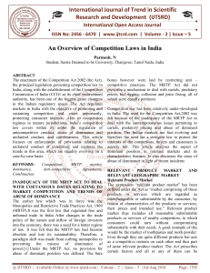 An Overview of Competition Laws in India