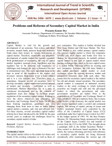 Problems and Reforms of Secondary Capital Market in India