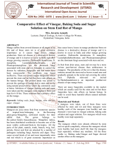 Comparative Effect of Vinegar, Baking Soda and Sugar Solution on Stem End Rot of Mango