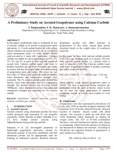 A Preliminary Study on Aerated Geopolymer using Calcium Carbide
