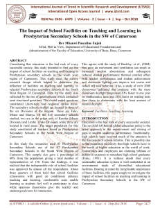 The Impact of School Facilities on Teaching and Learning in Presbyterian Secondary Schools in the SW of Cameroon