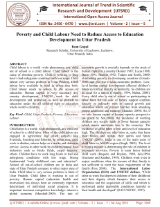 Poverty and Child labour need to reduce access to education development in Uttar Pradesh