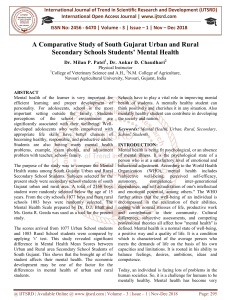 A Comparative Study of South Gujarat Urban and Rural Secondary Schools Students' Mental Health