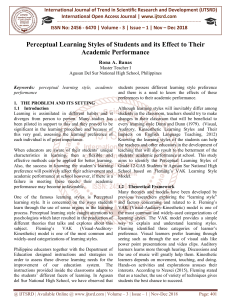Perceptual Learning Styles of Students and its Effect to Their Academic Performance