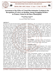 Assessment of the Effect of Visual Discrimination Training in the Recognition of Letters on Reading Among Struggling Readers in Primary School in the Buea Municipality