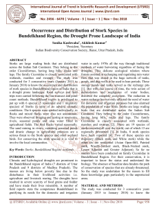 Occurrence and Distribution of Stork Species in Bundelkhand Region, the Drought Prone Landscape of India