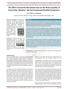 The Effect of Ganesh Idol Immersion on the Water Quality of Gorai Jetty, Mumbai the Environmental Health Perspective