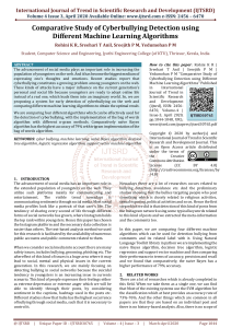 Comparative Study of Cyberbullying Detection using Different Machine Learning Algorithms