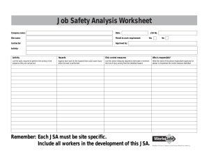 Job Safety Analysis (Worksafe)
