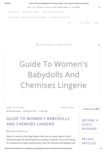 GUIDE TO WOMEN'S BABYDOLLS AND CHEMISES LINGERIE
