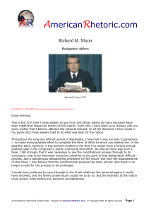 Richard Nixon - Resignation Address