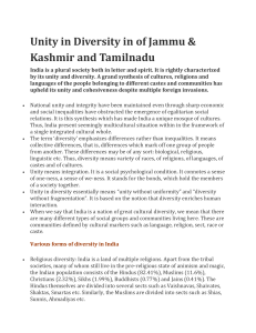Unity in Diversity in of Jammu & Kashmir and Tamilnadu