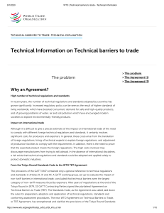 WTO   Technical barriers to trade - Technical Information