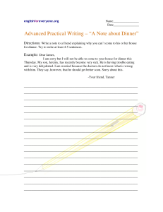Advanced Practical Writing - Note about Dinner