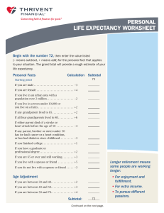 life expectancy worksheet
