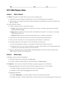 SCI11 M04 Climate Notes
