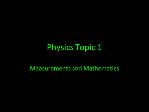 Physics Topic 1 - Measurements and Mathematics