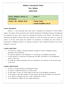 Philippine History 7 Class Syllabus