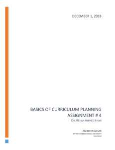 Basis of Curriculum planning: Planning community medicine curriculum