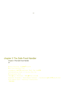Chapter 3 The Safe Food Handler