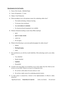 Questionnaire for the Faculty