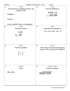 Numeracy Quiz - Grade 6
