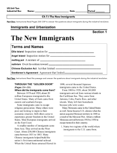 US History Ch 7.1 The New Immigrants