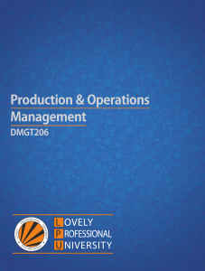DMGT206 PRODUCTION AND OPERATIONS MANAGEMENT
