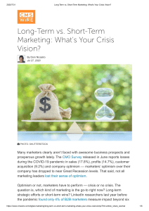 Long-Term vs. Short-Term Marketing  What's Your Crisis Vision 
