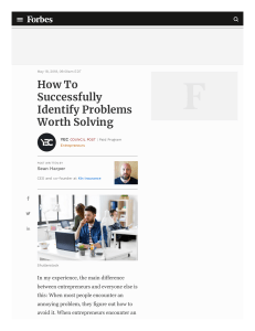 Forbes Article-Identify Problems Worth Solving