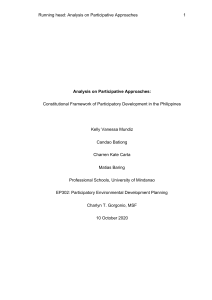 Analysis on Participative Approaches  Constitutional Framework of Participatory Development in the Philippines (Group 2)