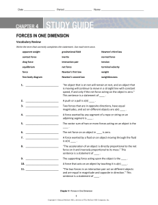  study guide forces in one diMENSION CH4 GRADE 9