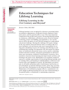 Education techniques for lifelong learning: Lifelong learning in the 21st century and beyond