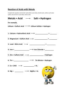 Acid with metals worksheet