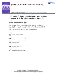The Limits of Liberal Peacebuilding International Engagement in the Sri Lankan Peace Process
