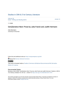 Gen(d)eration Next  Prose by Julia Franck and Judith Hermann