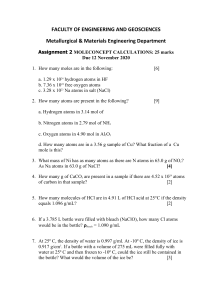 Assignment 2 MOLECONCEPT CALCULATIONS