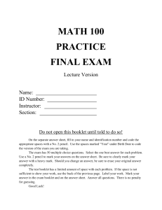 Math 100 Practice Final Exam Lecture