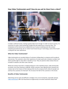How Video Testimonials work and How do you ask for them from a client