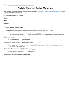 Particle Theory of Matter - Worksheet - 1