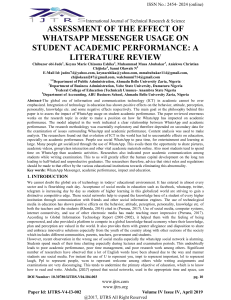 ASSESSMENT OF THE EFFECT OF WHATSAPP MESSENGER USAGE ON STUDENT ACADEMIC PERFORMANCE