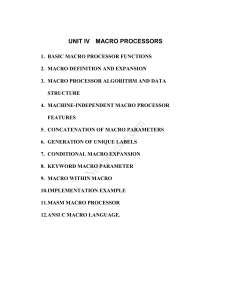 UNIT IV Macro Processors