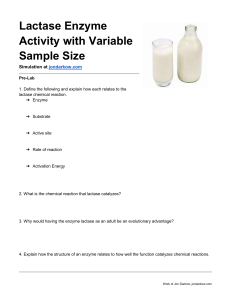 Lactase Enzyme Activity - Variable Sample Size