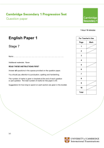 Stage 7 English Paper 1
