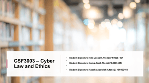 CSF3003 – Cyber Law and Ethics PPT