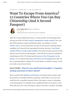 Want To Escape From America  12 Countries Where You Can Buy Citizenship (And A Second Passport)
