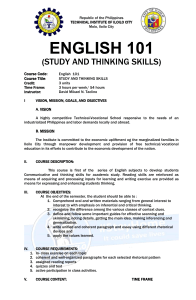 Study and Thinking Skills 2020 Syllabus