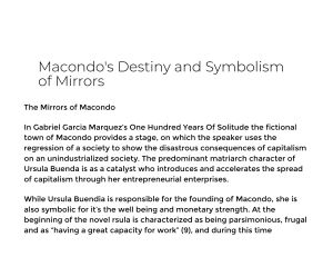 Macondo's Destiny and Symbolism of Mirrors  [Essay Example], 1357 words GradesFixer