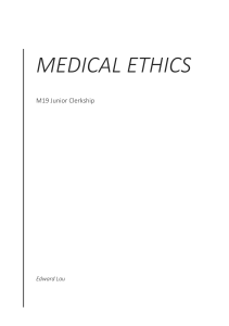 Medical Ethics - Edward Lau (Junior Clerkship)